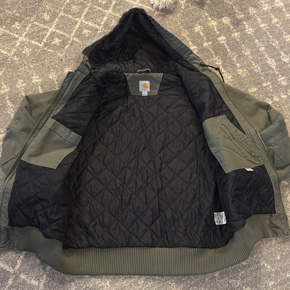 Carhartt Washed Duck Active Jac Moss Color Mens Large - Picture 6 of 9
